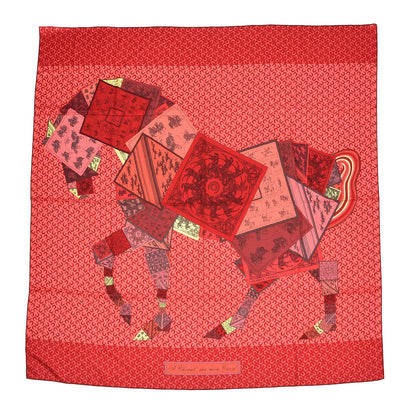 Hermes Cashmere Silk A Cheval Sur Mon Carre Shawl 140 Rouge Crevette Bois De Rose 1 of 6