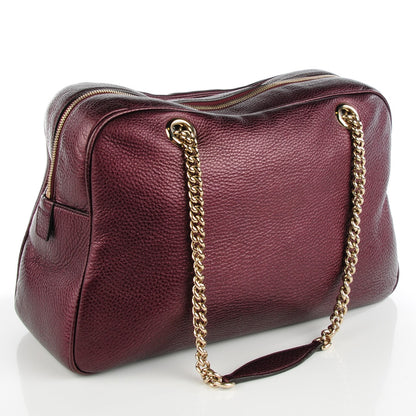 Gucci Metallic Cellarius Calfskin Medium Soho Bowler Classic Burgundy 3 of 7