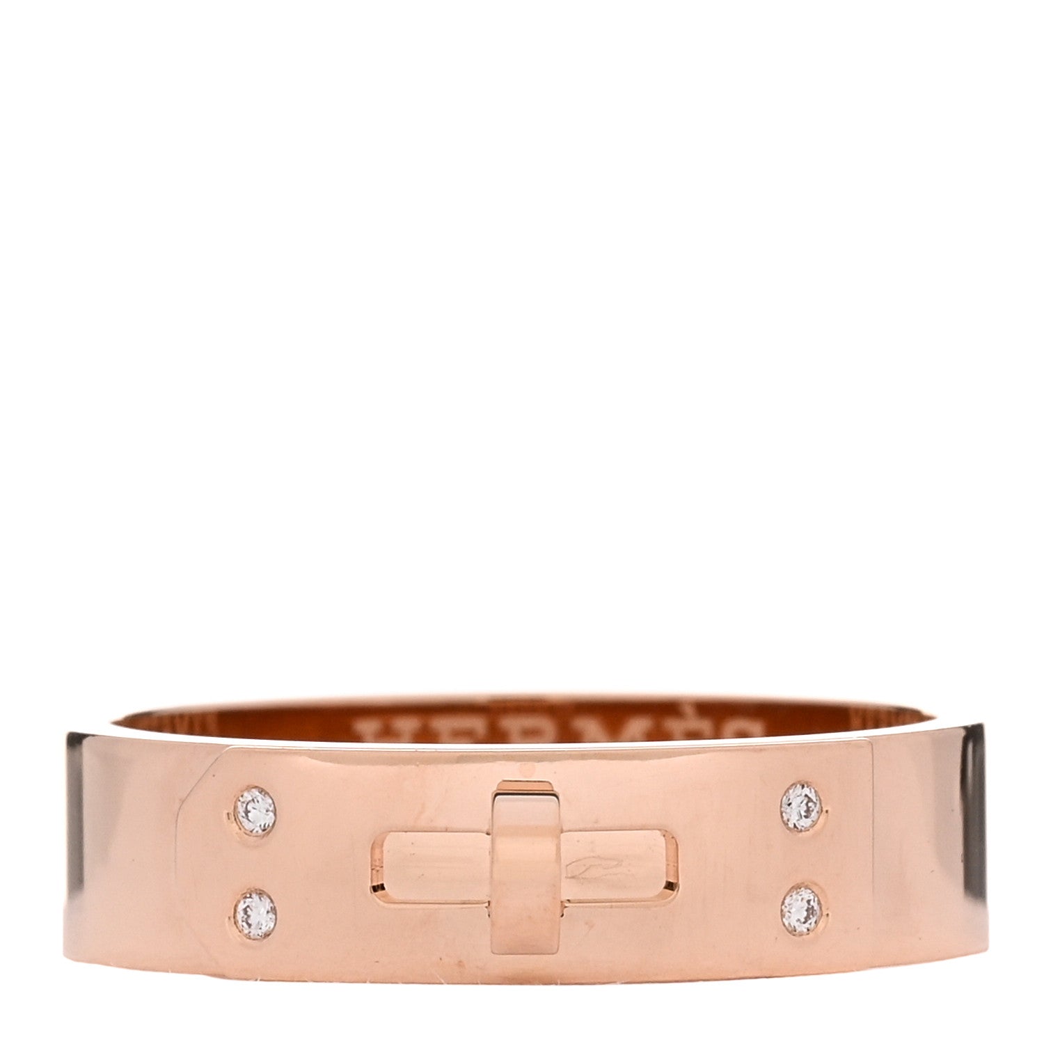 Hermes 18K Rose Gold Diamond PM Kelly Ring 56 7.5 1 of 5