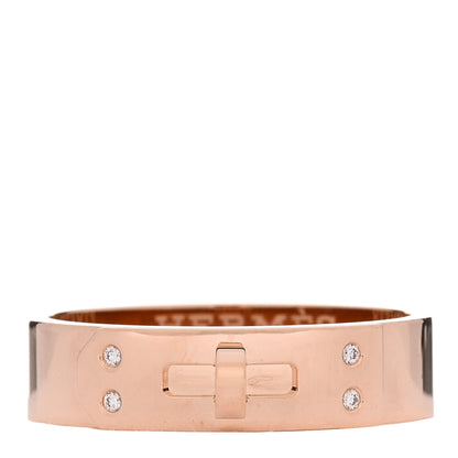 Hermes 18K Rose Gold Diamond PM Kelly Ring 56 7.5 1 of 5