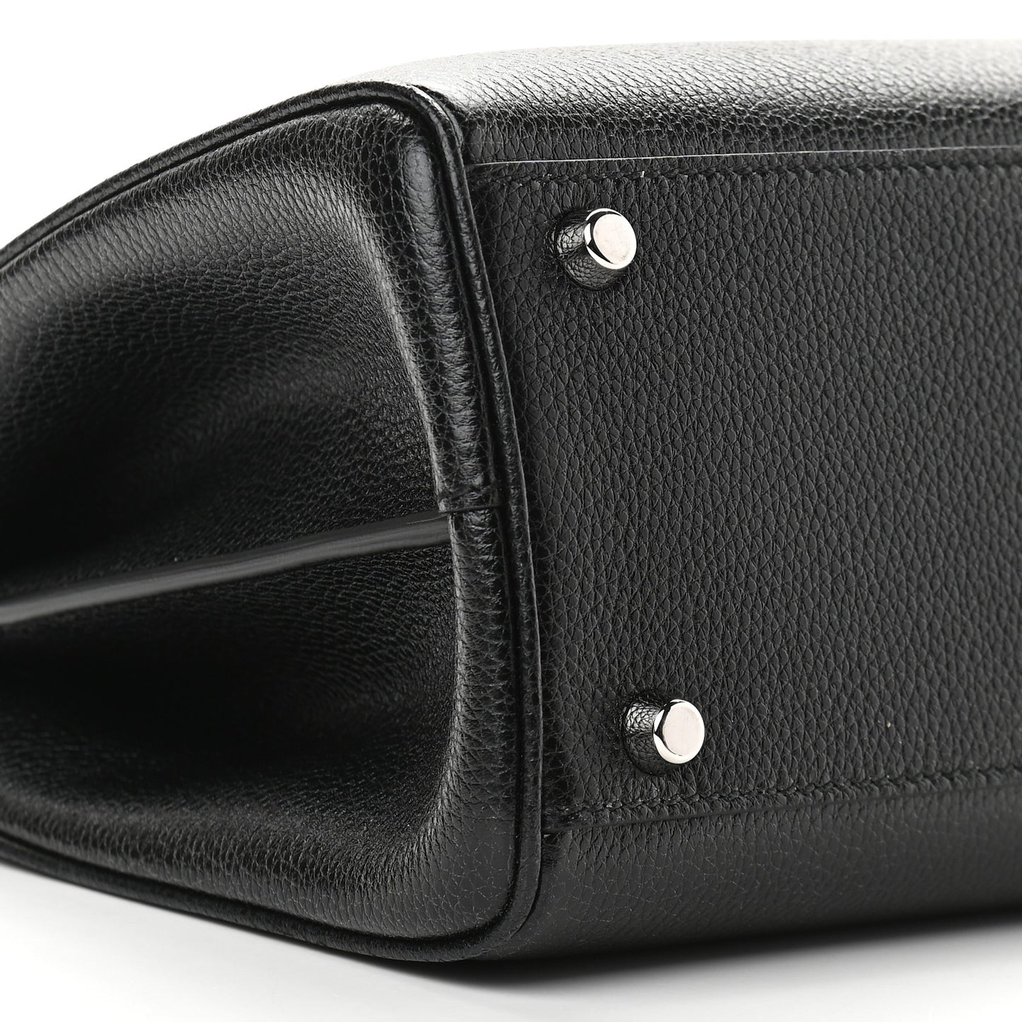 Grainy Calfskin Small Zumi Top Handle Bag Black