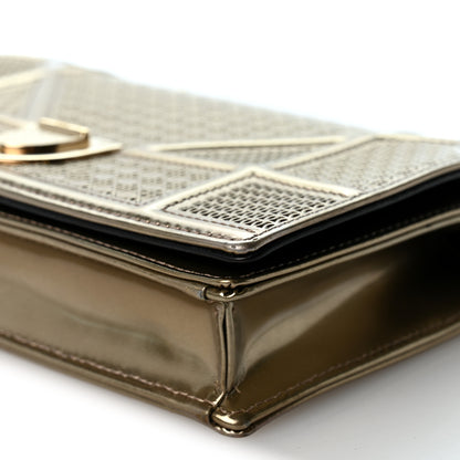 Christian Dior Metallic Patent Micro-Cannage Diorama Wallet on Chain Pouch Gold 9 of 9