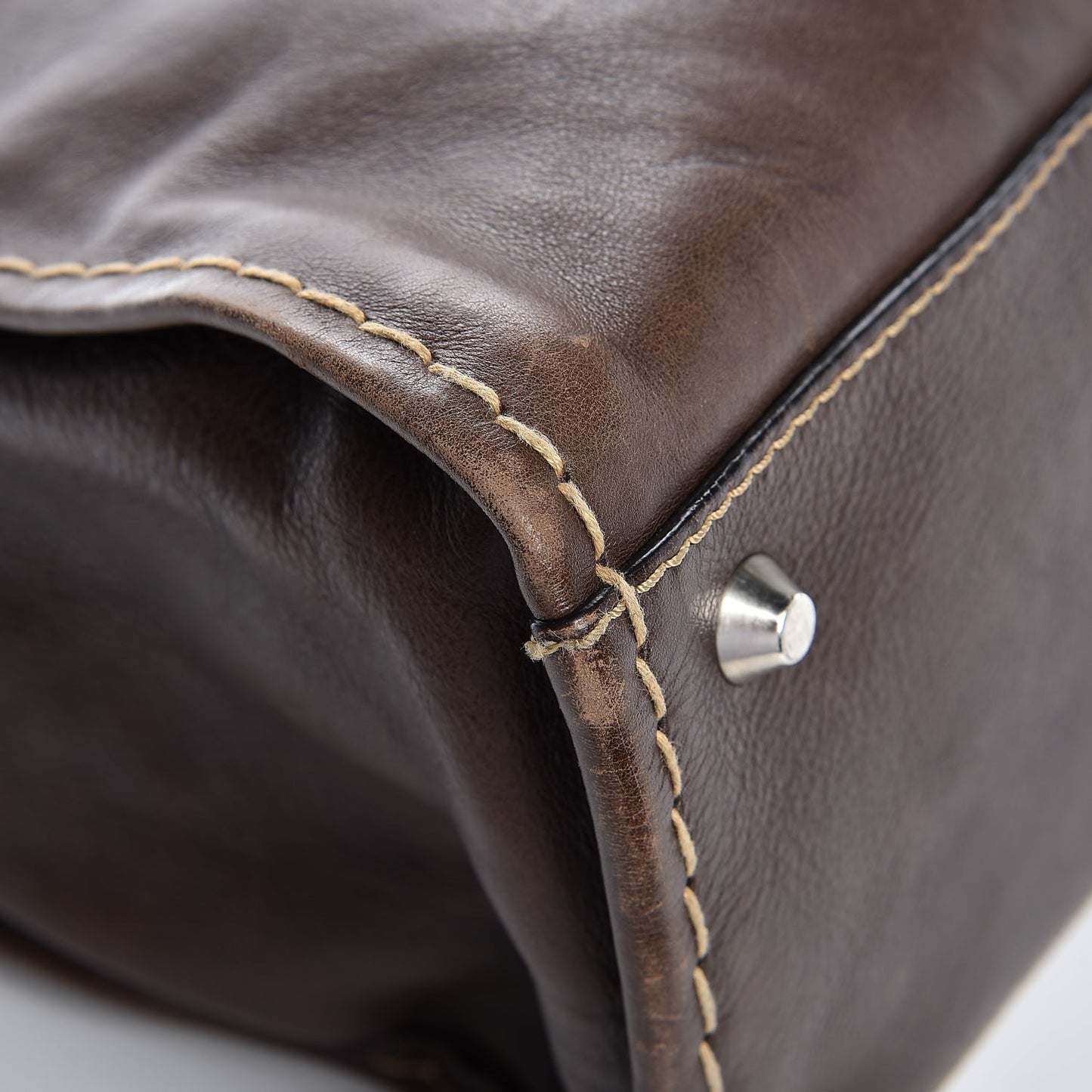 Calfskin Edith Satchel Brown
