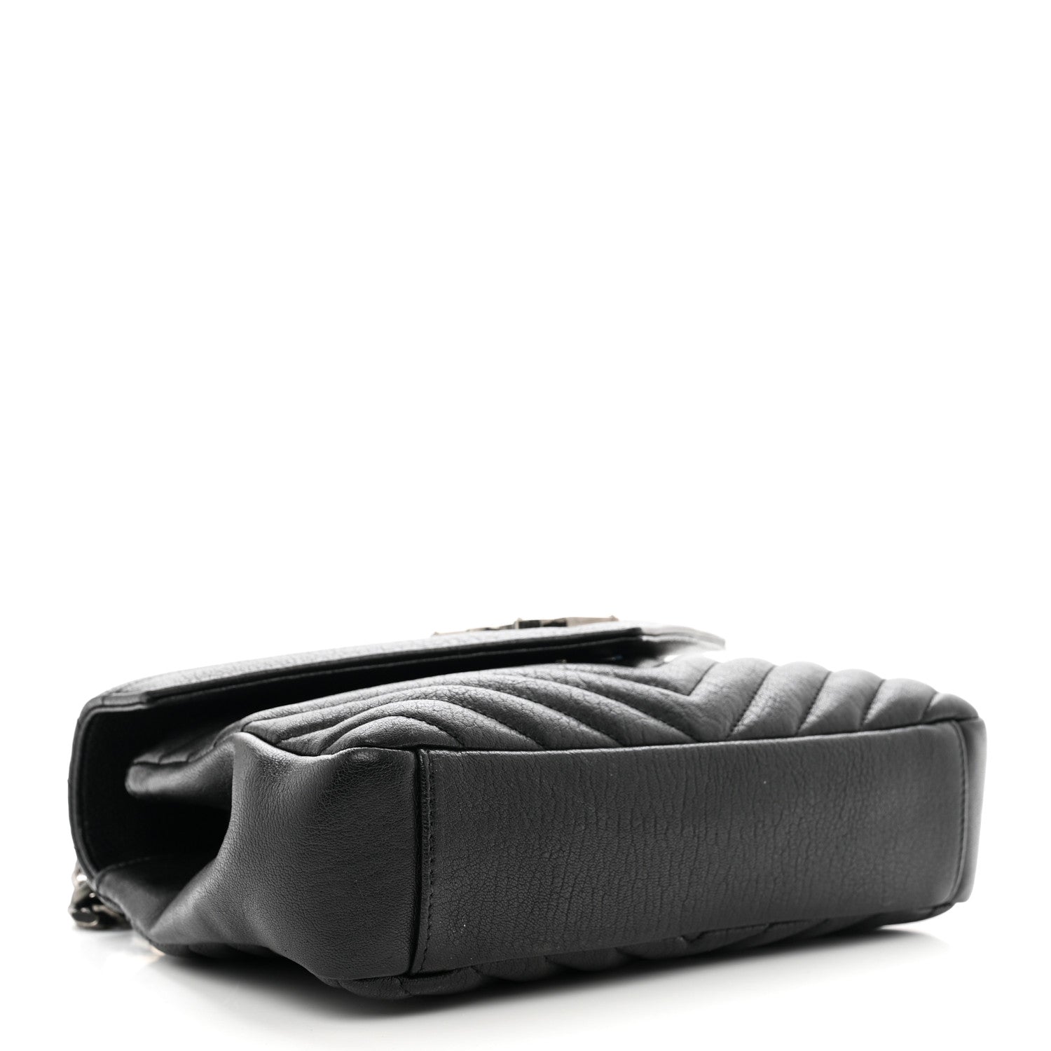 Saint Laurent Sheepskin Matelasse Chevron Monogram Medium College Bag Black 4 of 10