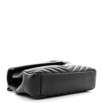 Saint Laurent Sheepskin Matelasse Chevron Monogram Medium College Bag Black 4 of 10