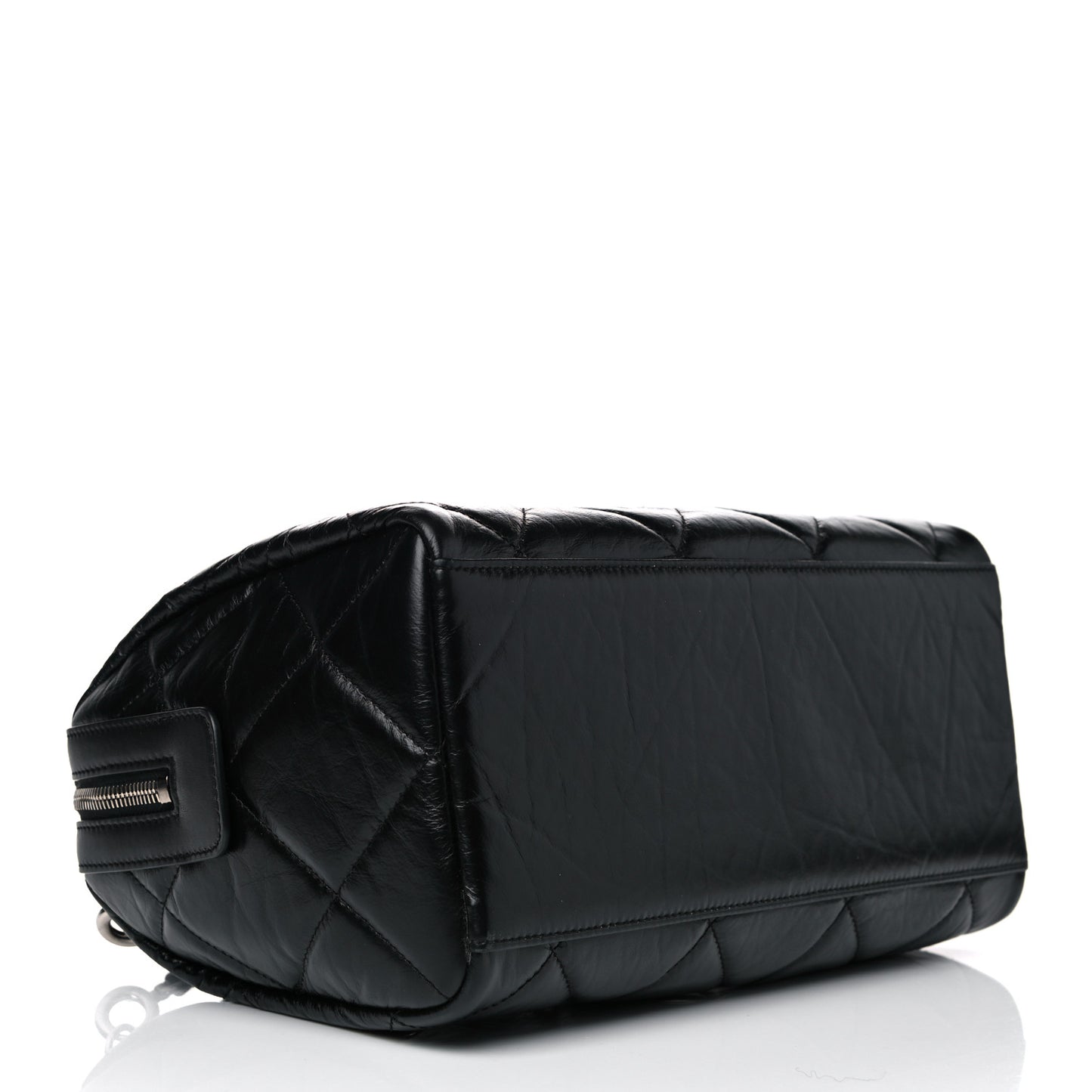 Calfskin Quilted Small CC Bowling Bag Black