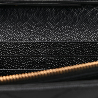 Saint Laurent Grain De Poudre Matelasse Chevron Monogram Chain Wallet Black 7 of 11