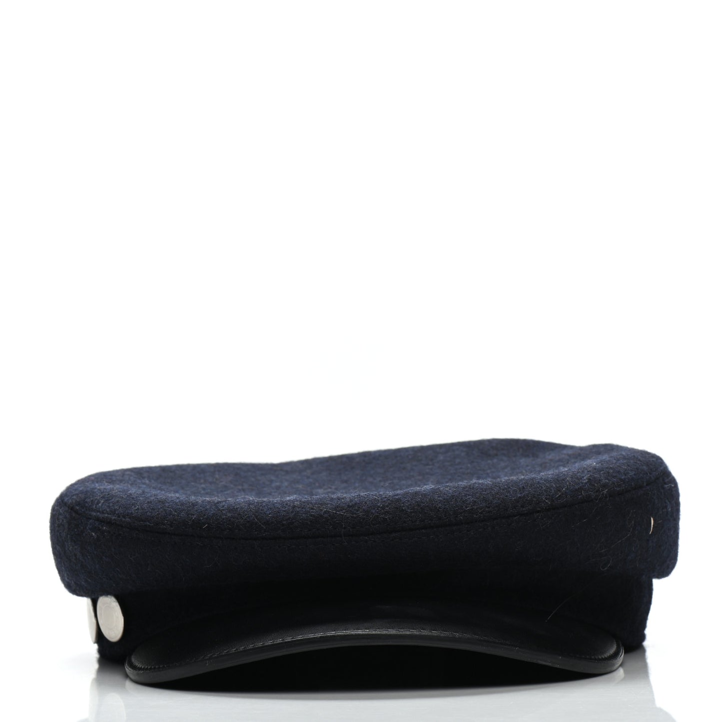 Glossy Lambskin Wool Womens Vauban Cap 56 Marine Black