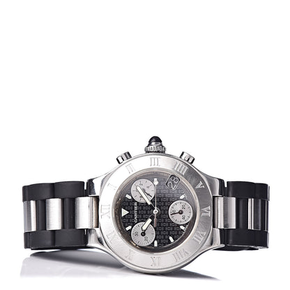 Cartier Stainless Steel Rubber 32mm Must 21 Chronoscaph Quartz Watch Black 3 of 7