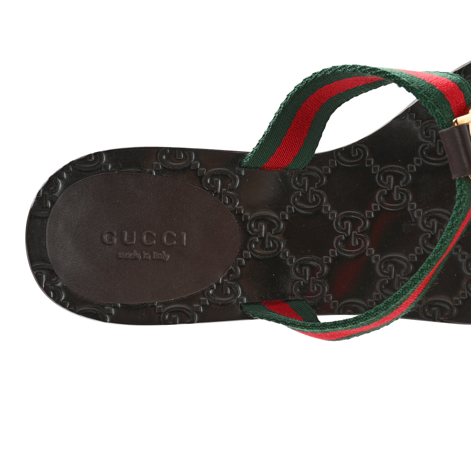 Gucci Nylon Guccissima Web Womens Thong Sandals 39 Cocoa Green Red 7 of 12