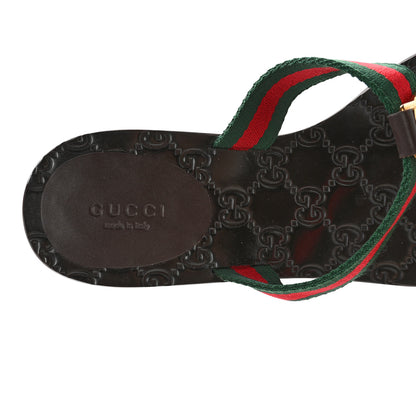 Gucci Nylon Guccissima Web Womens Thong Sandals 39 Cocoa Green Red 7 of 12