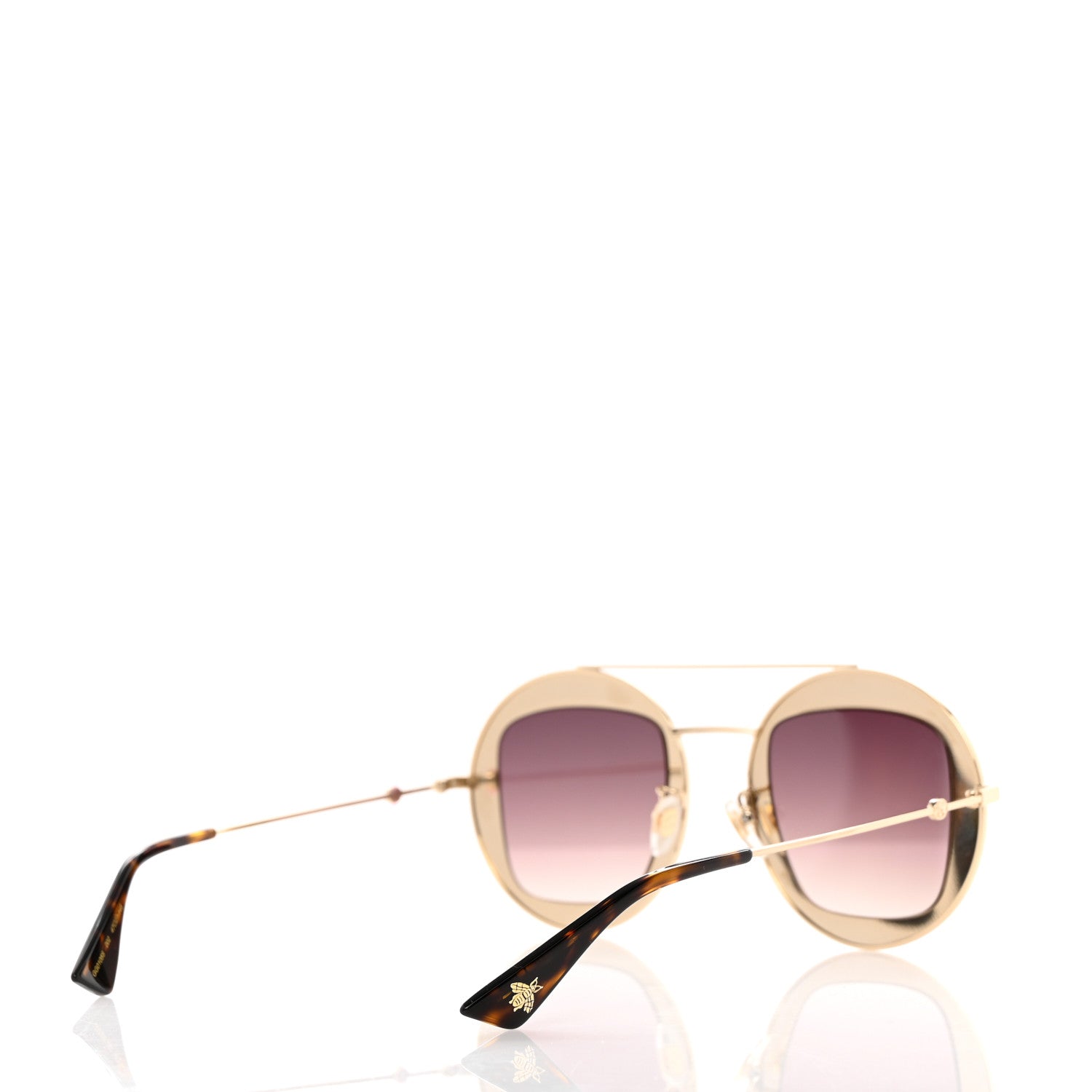 Gucci Round Frame Sylvie Web Sunglasses GG0105S Gold 4 of 8