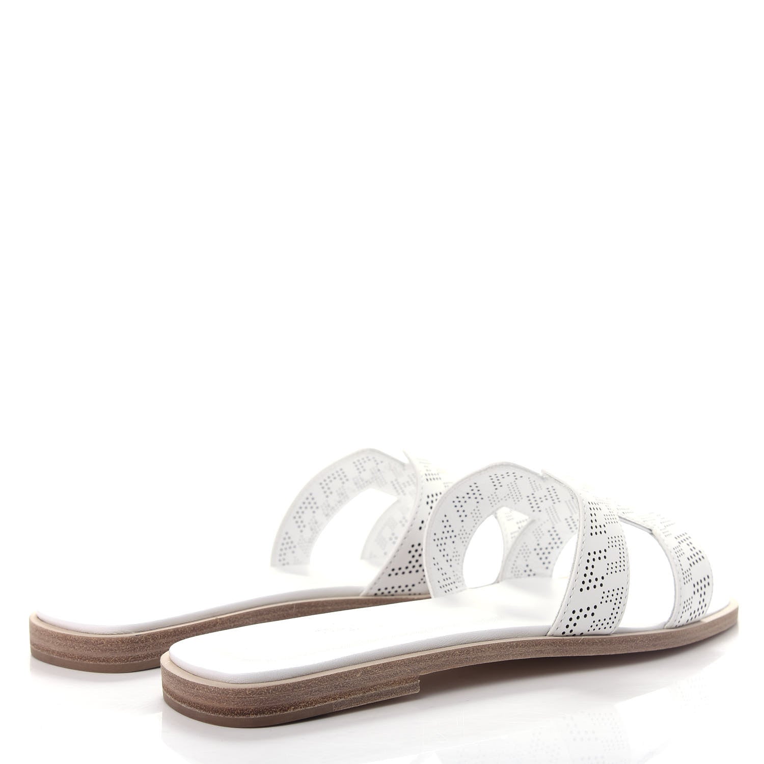 Hermes Calfskin Perforated Oran Sandals 37 White 4 of 10