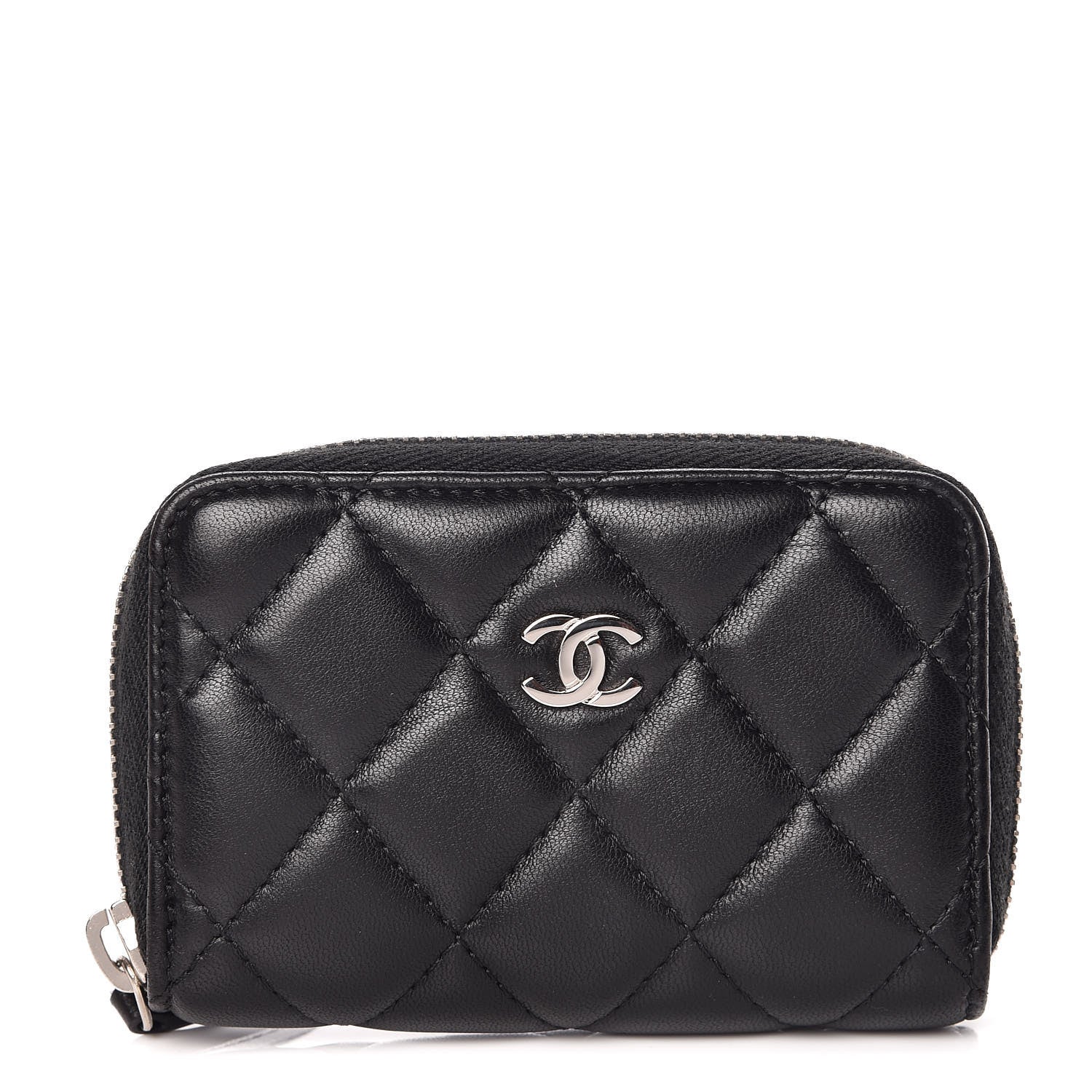 Chanel Lambskin Quilted Zip Coin Purse Black 1 of 10