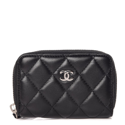 Chanel Lambskin Quilted Zip Coin Purse Black 1 of 10