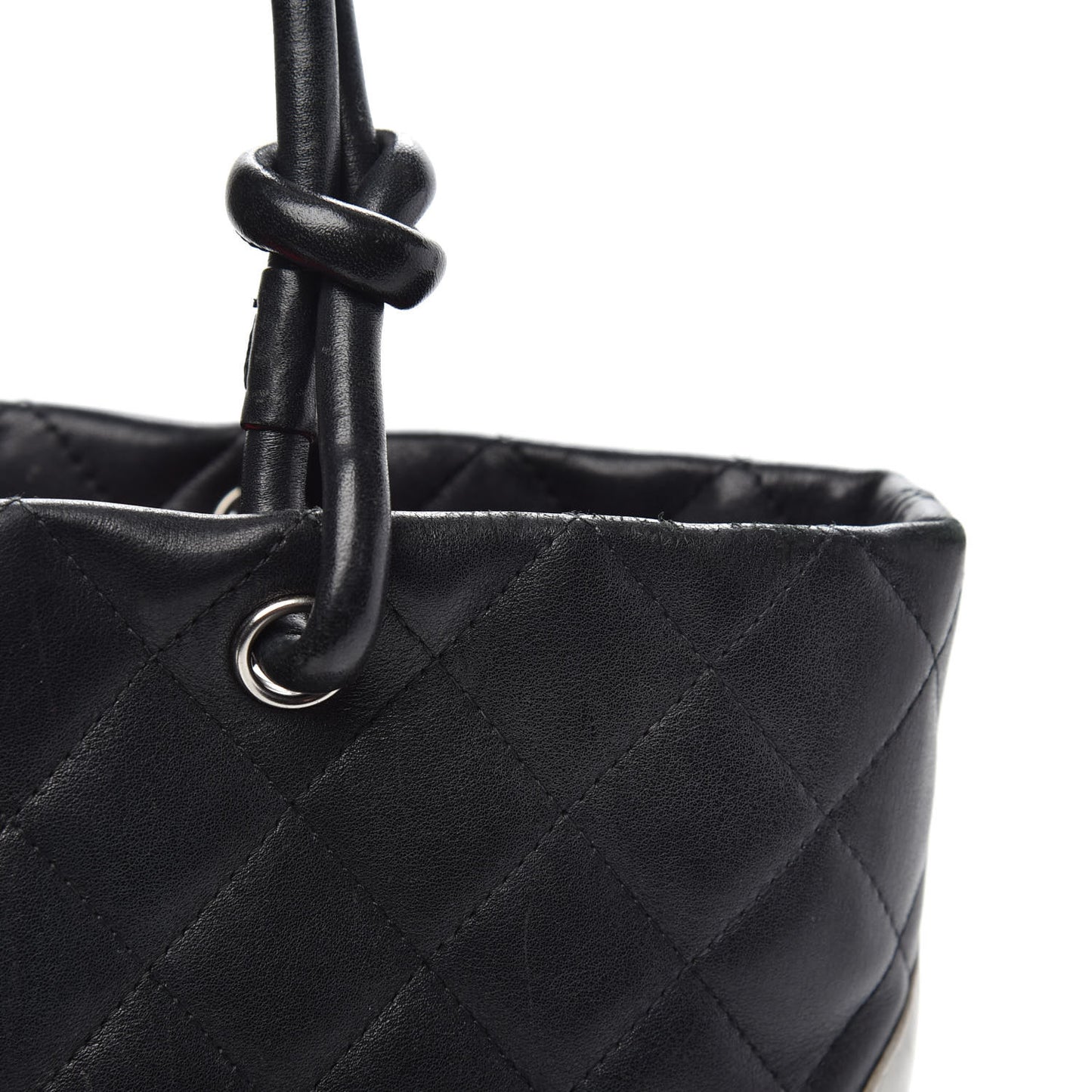 Calfskin Quilted Medium Cambon Tote Black White