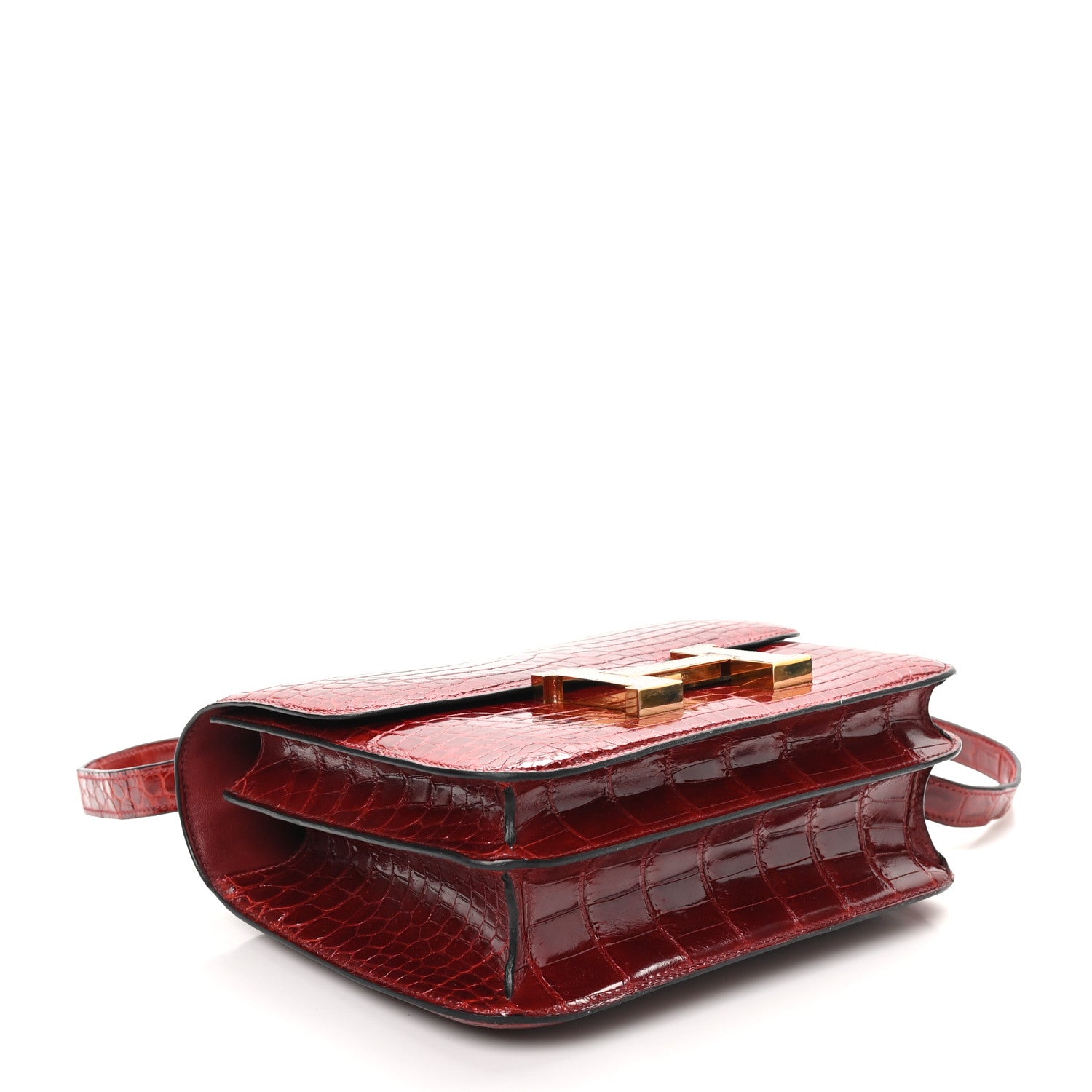 Hermes Shiny Niloticus Crocodile Lizard Marquette Constance 24 Rouge H 4 of 10