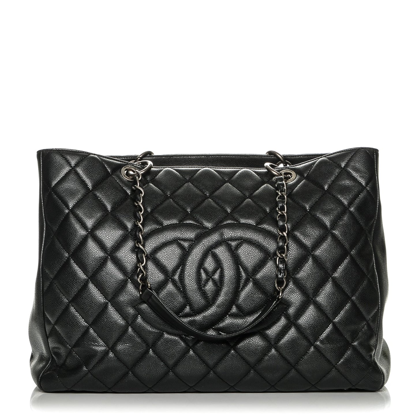 Caviar Quilted XXL Grand Shopping Tote GST Dark Grey
