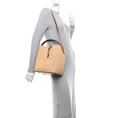 Saint Laurent Raffia Vegetable Le 37 Bucket Bag Naturel Brick 2 of 9