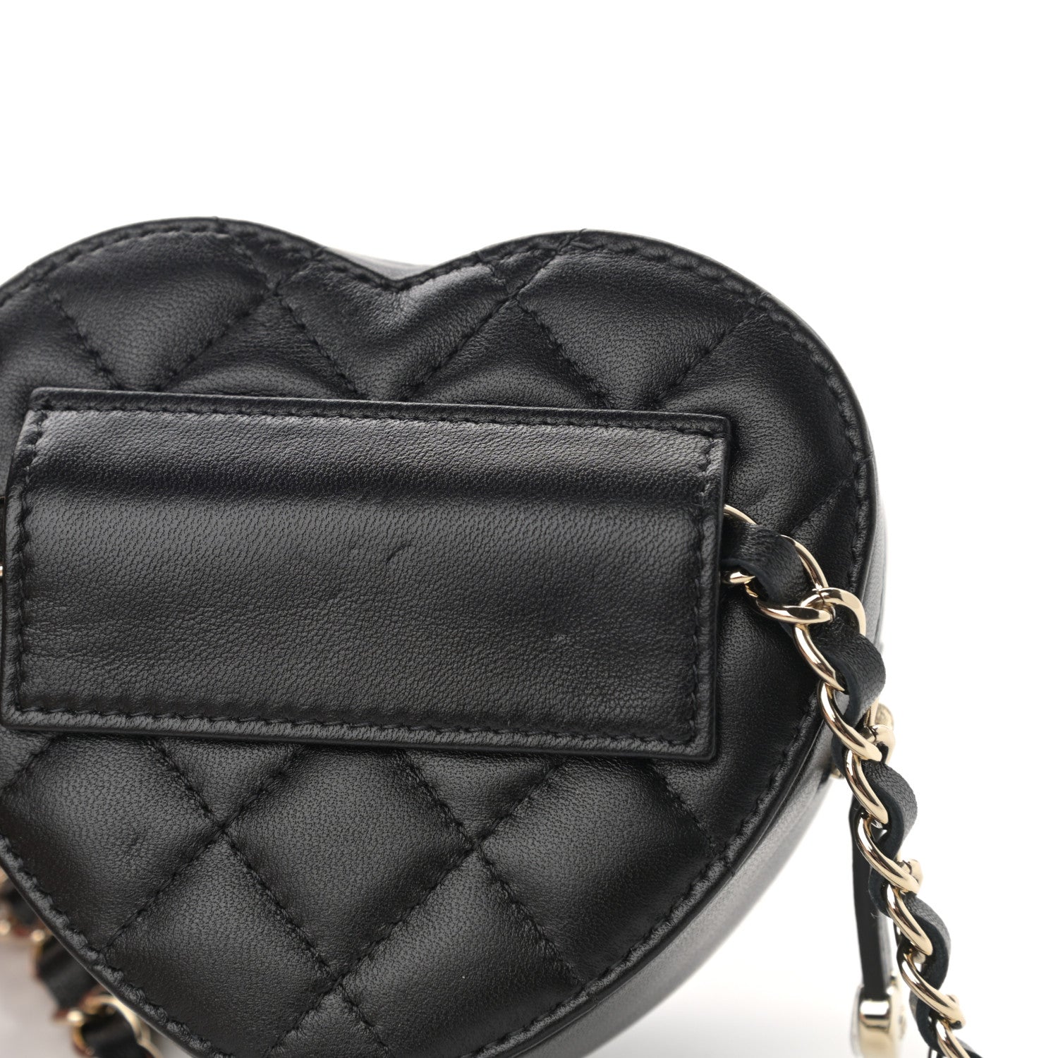 Chanel Lambskin Quilted CC In Love Heart Waist Belt Bag With Chain Black 11 of 12