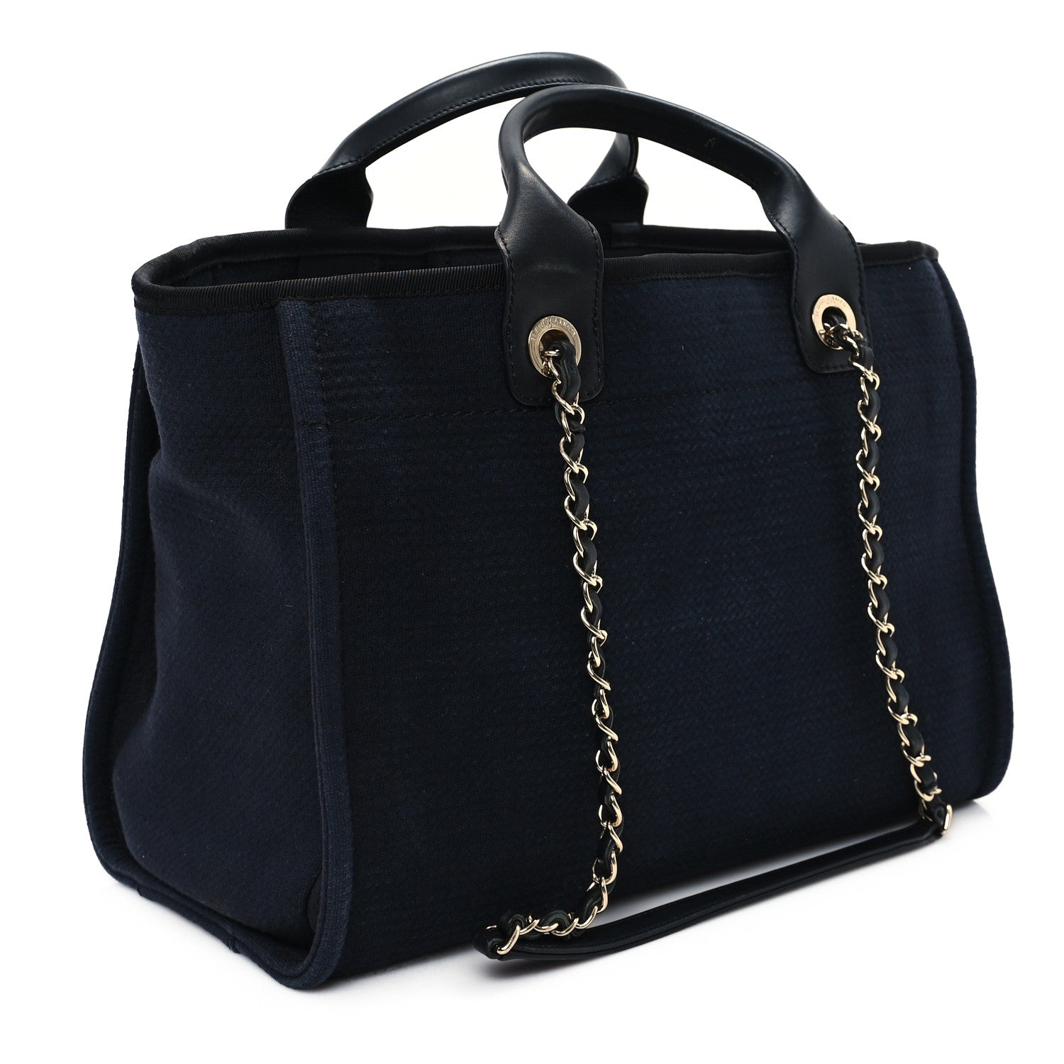 Chanel Mixed Fibers Small Deauville Tote Navy 4 of 13