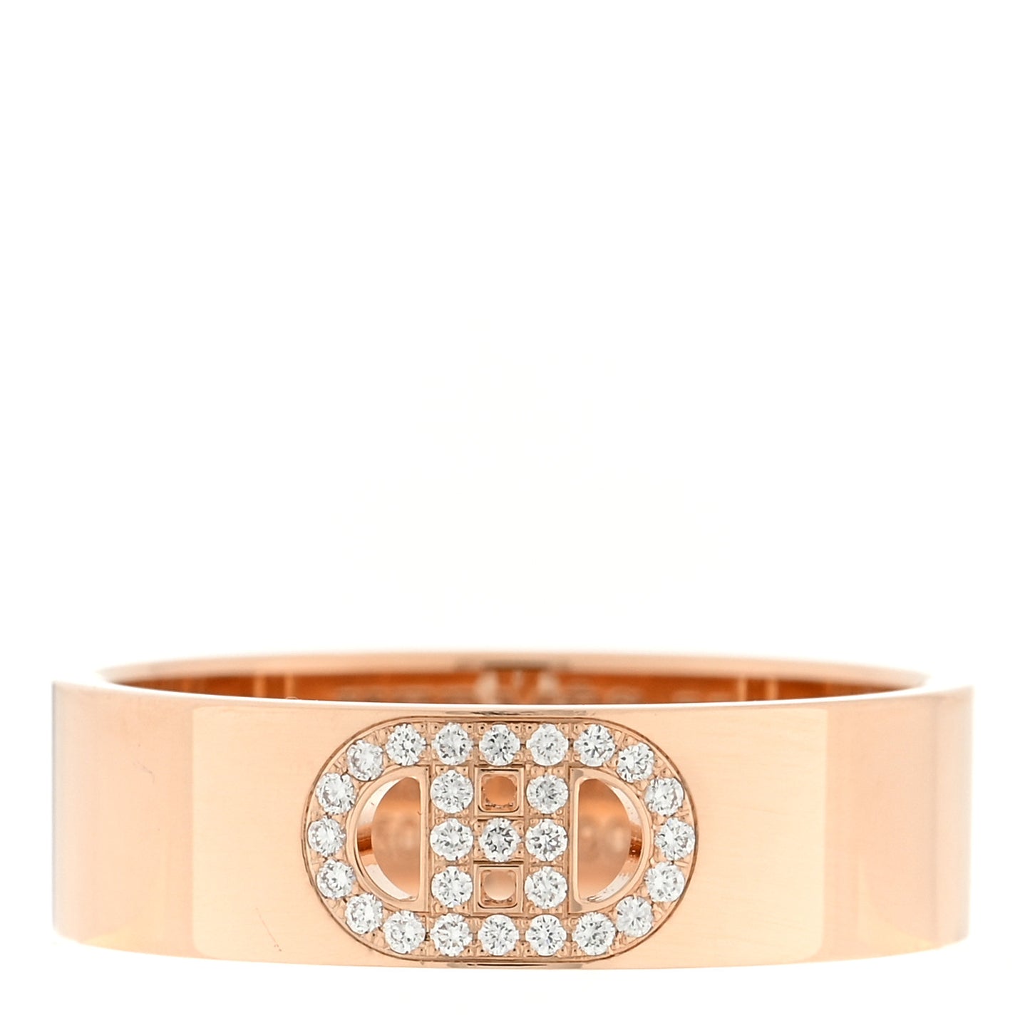 18K Rose Gold Diamond PM H D'Ancre Ring 55 7.25