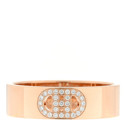 Hermes 18K Rose Gold Diamond PM H D'Ancre Ring 55 7.25 1 of 5
