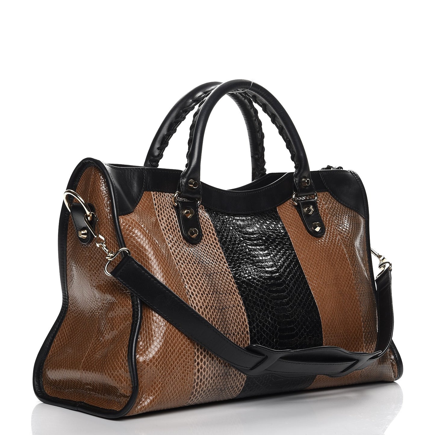 Ayers Snakeskin Calfskin Classic Gold Hardware City Vert Kaki