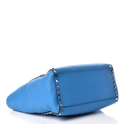 Valentino Garavani Vitello Rockstud Double Handle Tote Blue Fluo 5 of 14