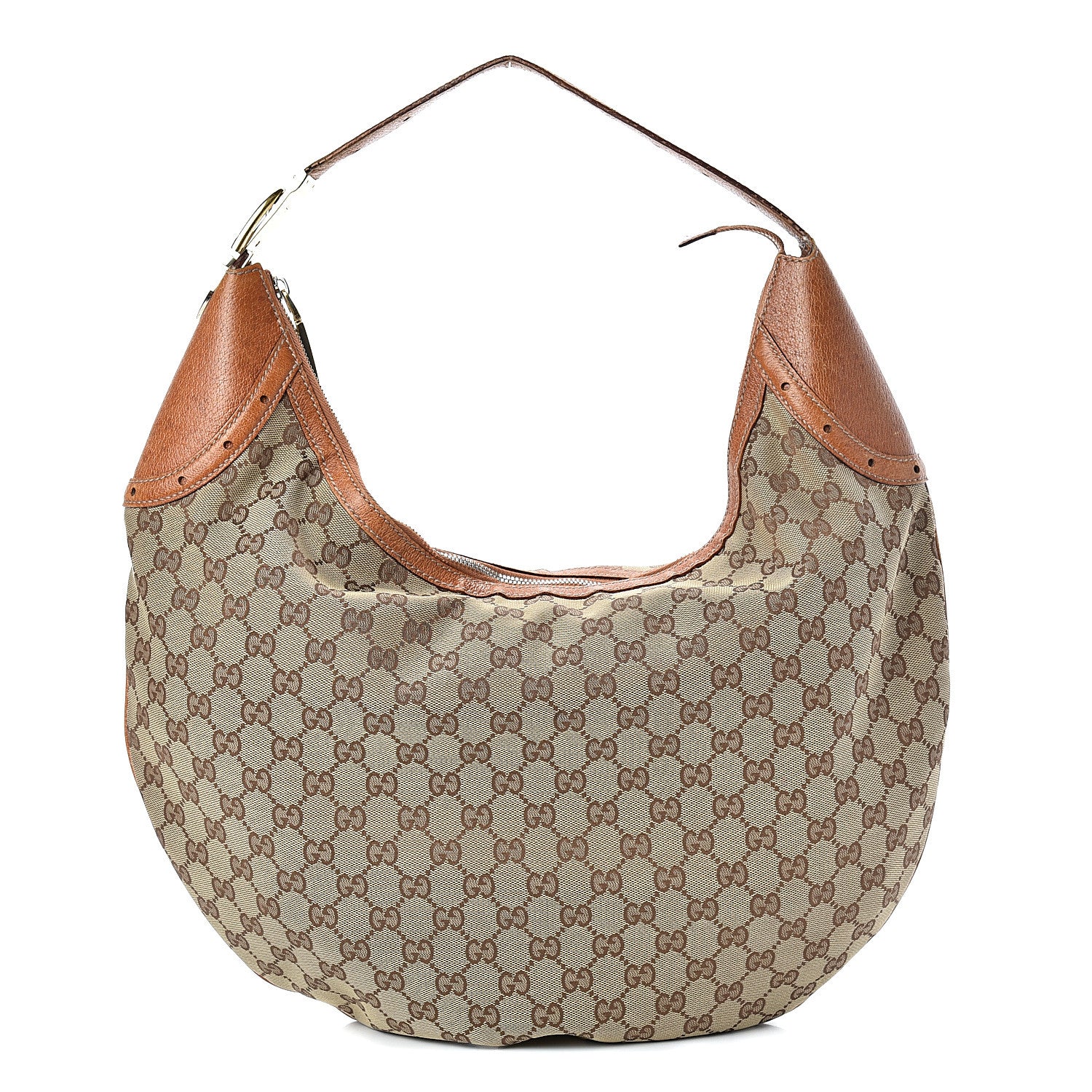 Gucci Monogram Horsebit Glam Hobo Tan 1 of 16