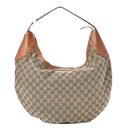 Gucci Monogram Horsebit Glam Hobo Tan 1 of 16