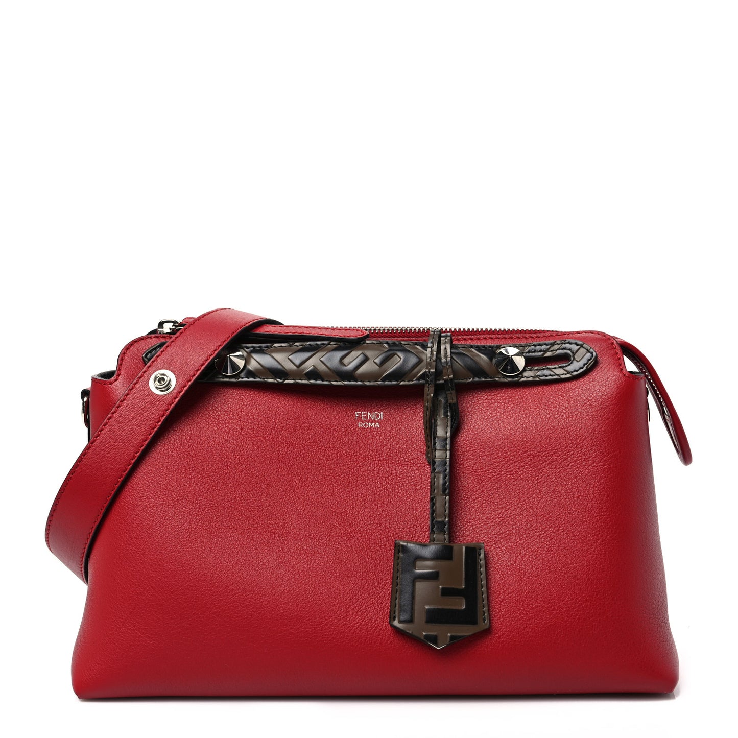 Vitello Dolce Bi-Color FF 1974 Embossed Medium By The Way Boston Bag Fragola Maya Black