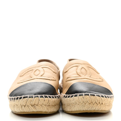 Chanel Lambskin CC Espadrilles 38 Beige Black 2 of 15