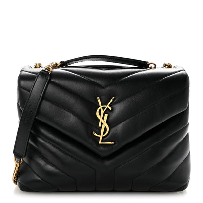 Saint Laurent Calfskin Y Quilted Monogram Small Loulou Chain Satchel Black 1 of 14