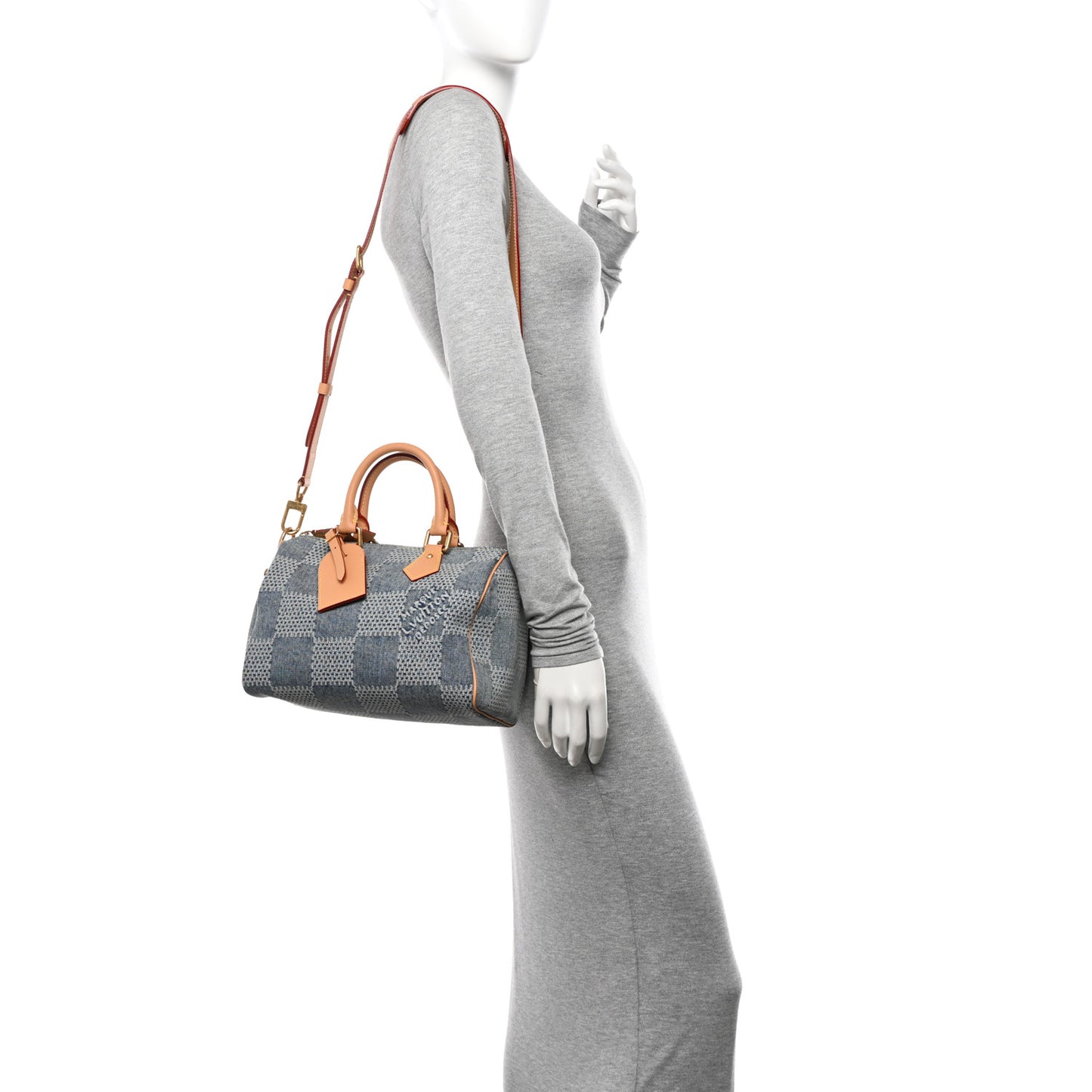 Damier Denim 3D Speedy Bandouliere 25 Bleu