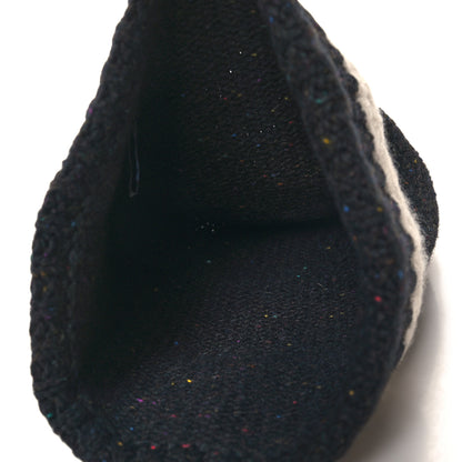 Chanel Cashmere Silk CC Beanie Hat Black Ecru 4 of 5