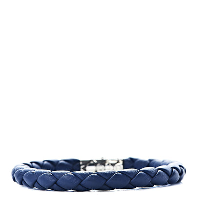 John Hardy Sterling Silver Leather Braided Kali Bracelet Blue M 3 of 5