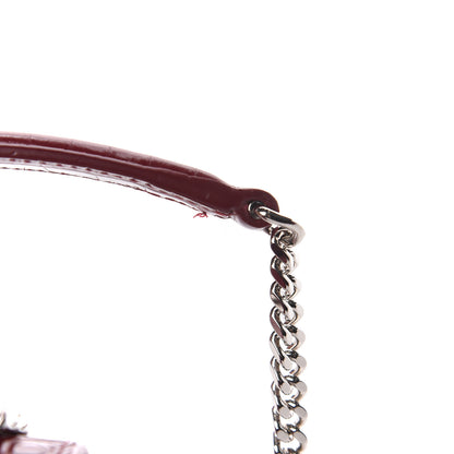 Saint Laurent Calfskin Crocodile Embossed Monogram Sunset Chain Wallet Palissandre 10 of 12