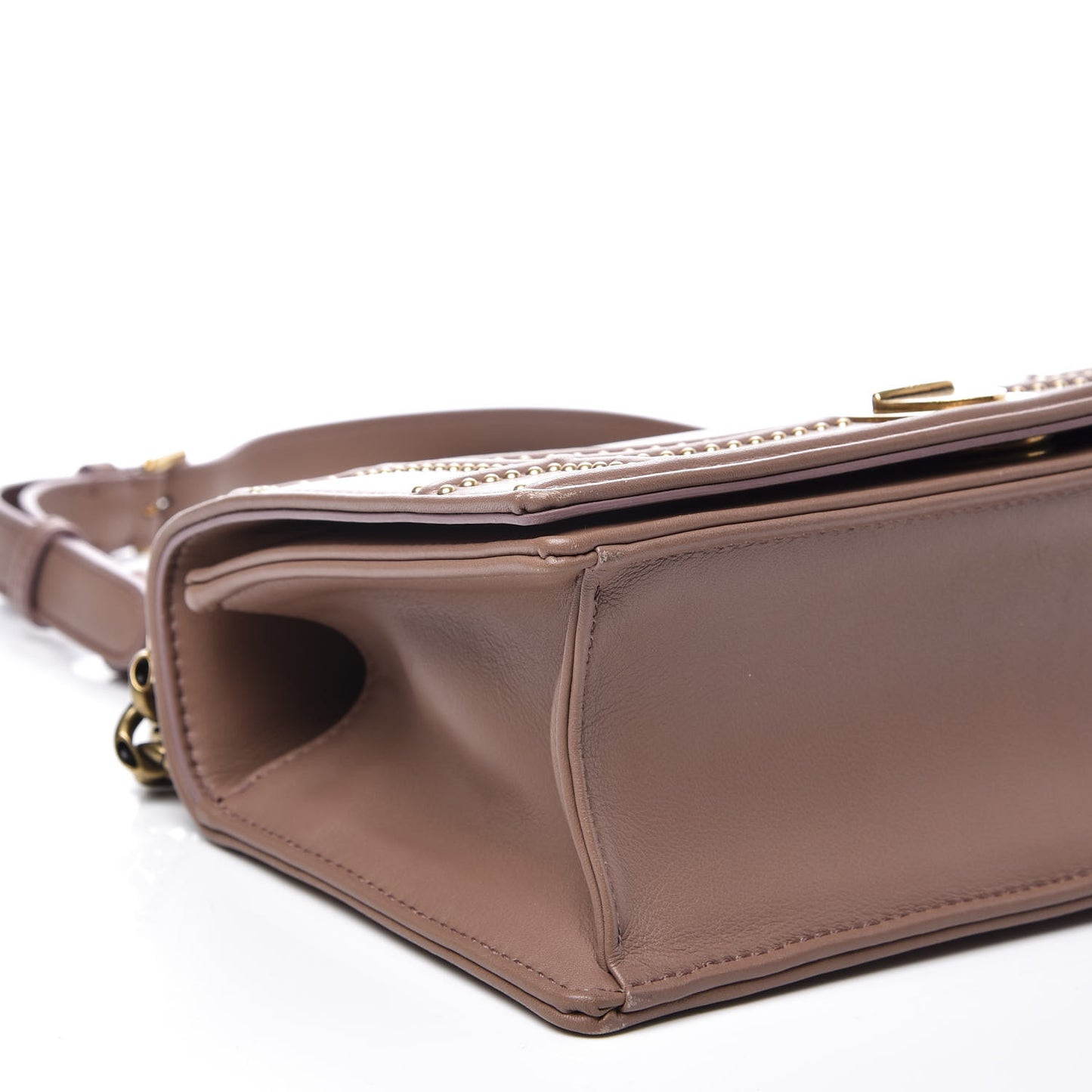 Calfskin Studded Small Diorama Flap Bag Taupe