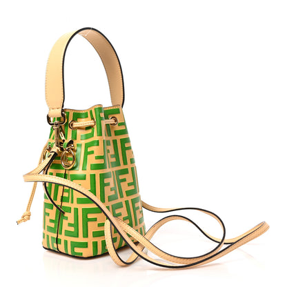 Fendi Vitello Liberty F is Fendi Bi-Color FF 1974 Embossed Mini Mon Tresor Bucket Bag Paglia Tomatillo 4 of 10