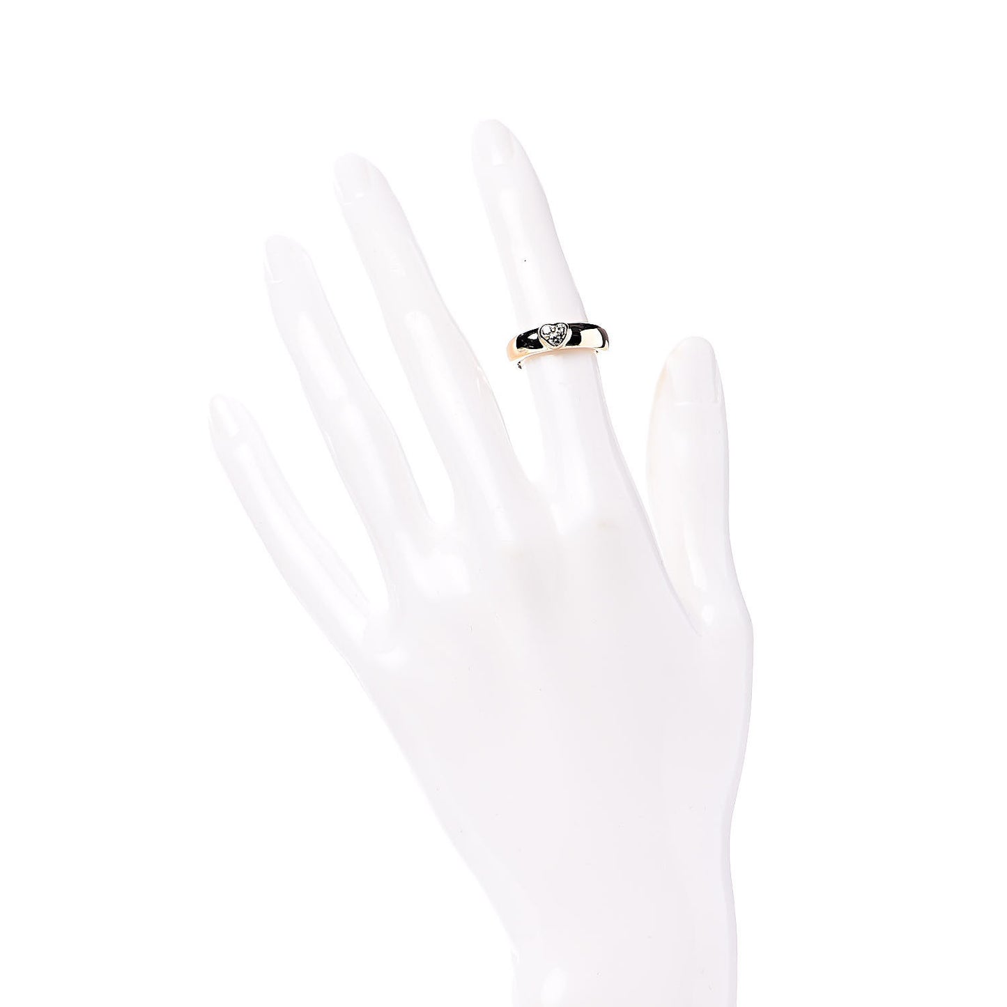 18K Yellow Gold Diamond Heart Band Ring 47 4.25