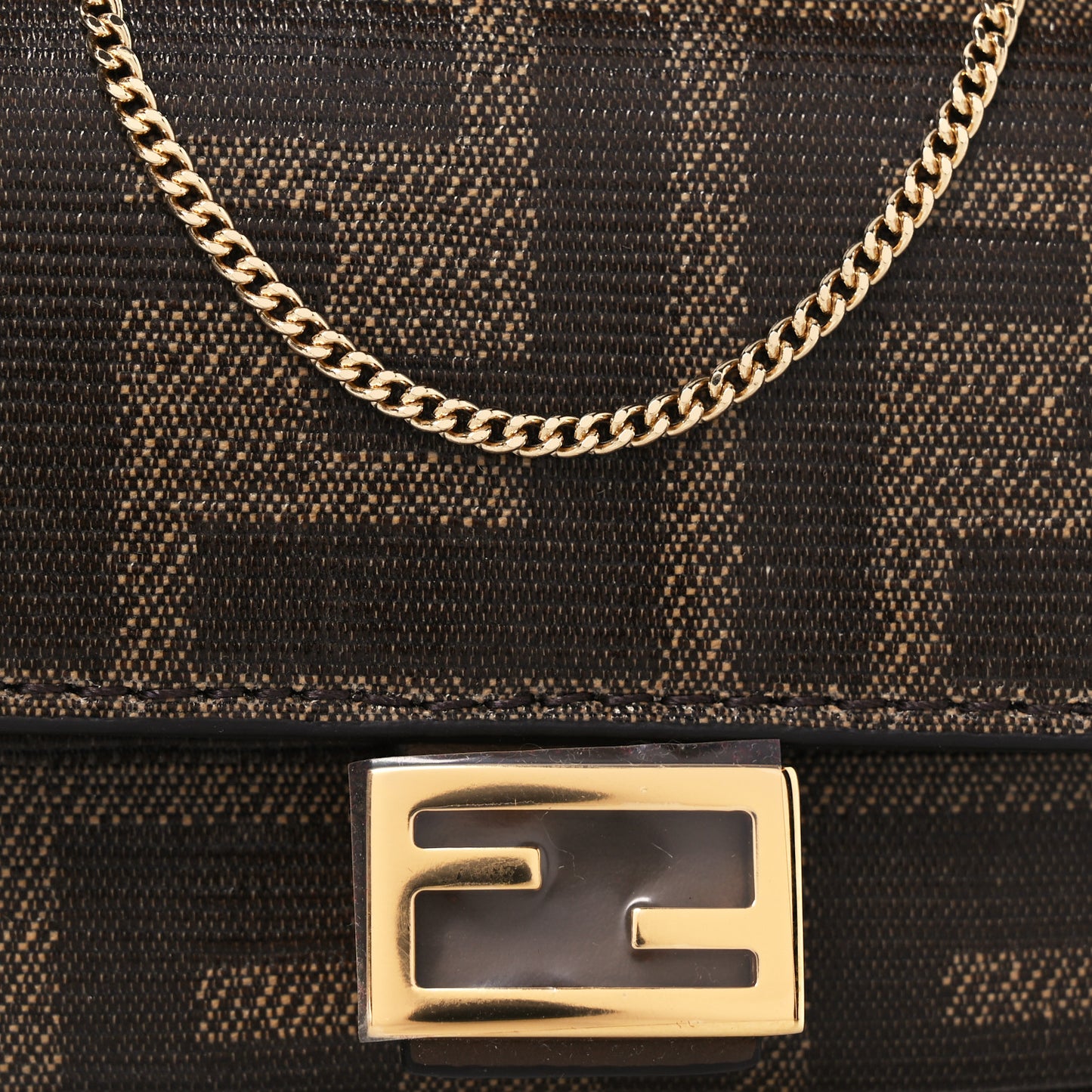 Glazed Fabric FF 1974 Nano Baguette Charm Mogano Panna