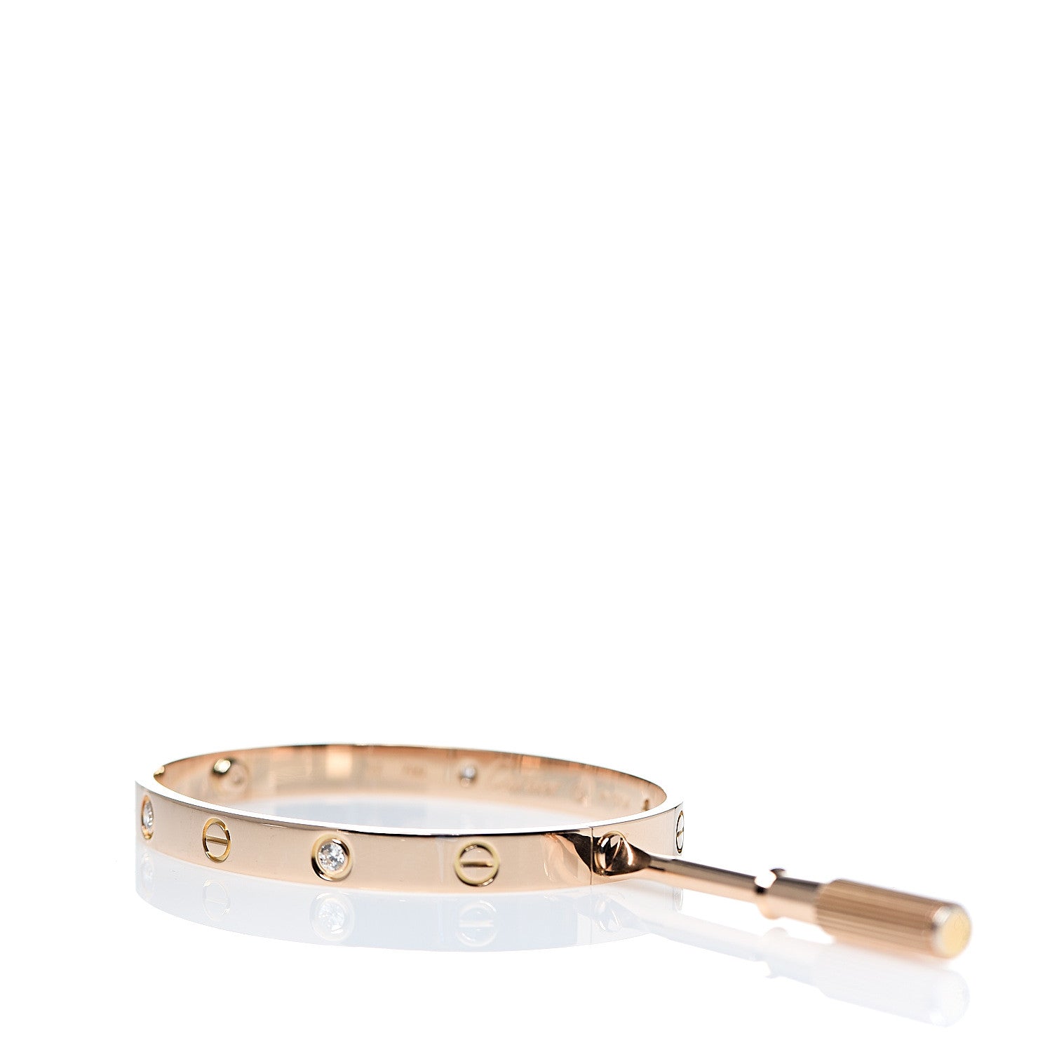 Cartier 18K Pink Gold 4 Diamond LOVE Bracelet 17 4 of 4