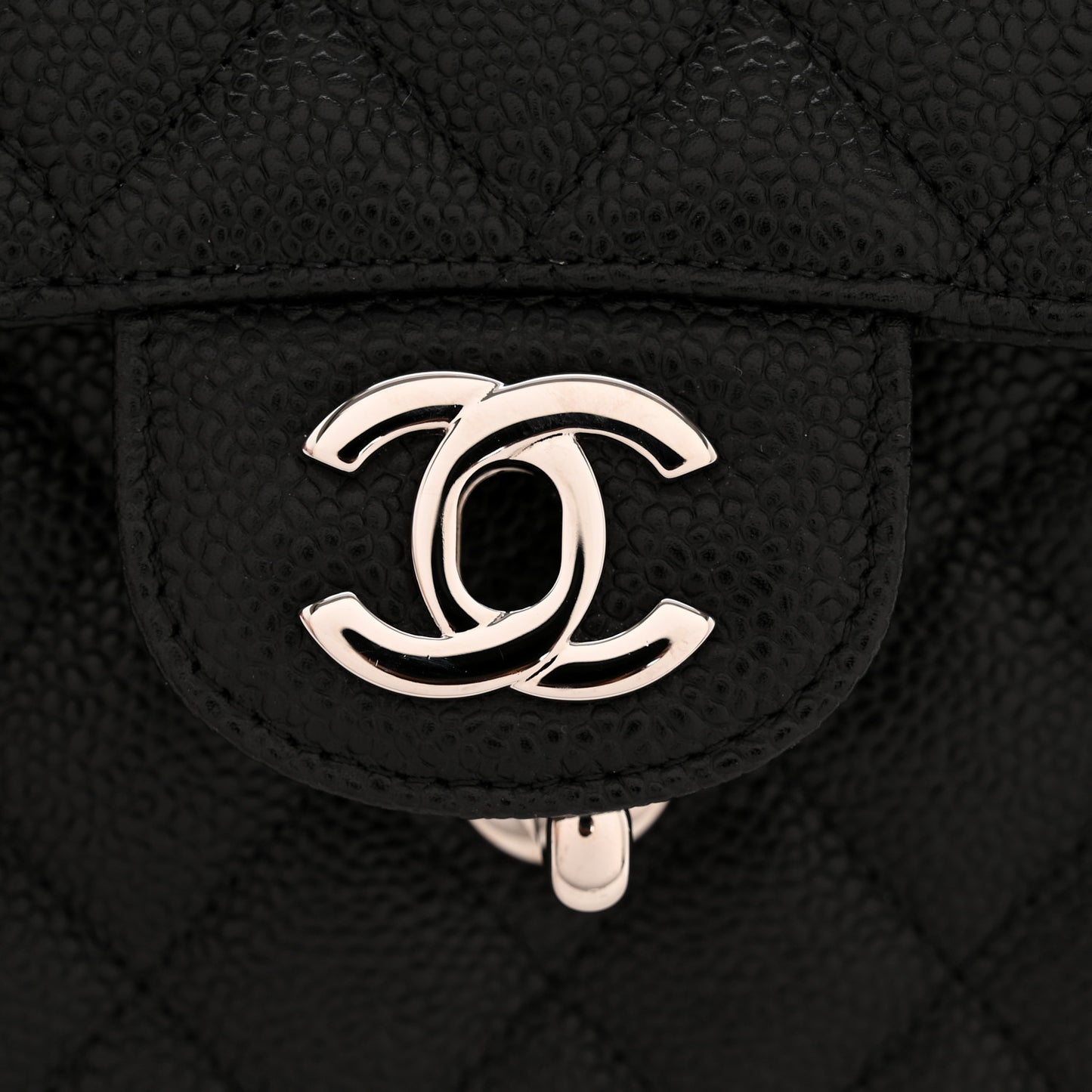 Caviar Quilted Medium Double Flap Black