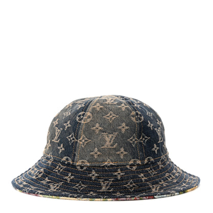 Louis Vuitton Monogram Tapestry Reversible Bucket Hat 58 Blue Multicolor 8 of 14