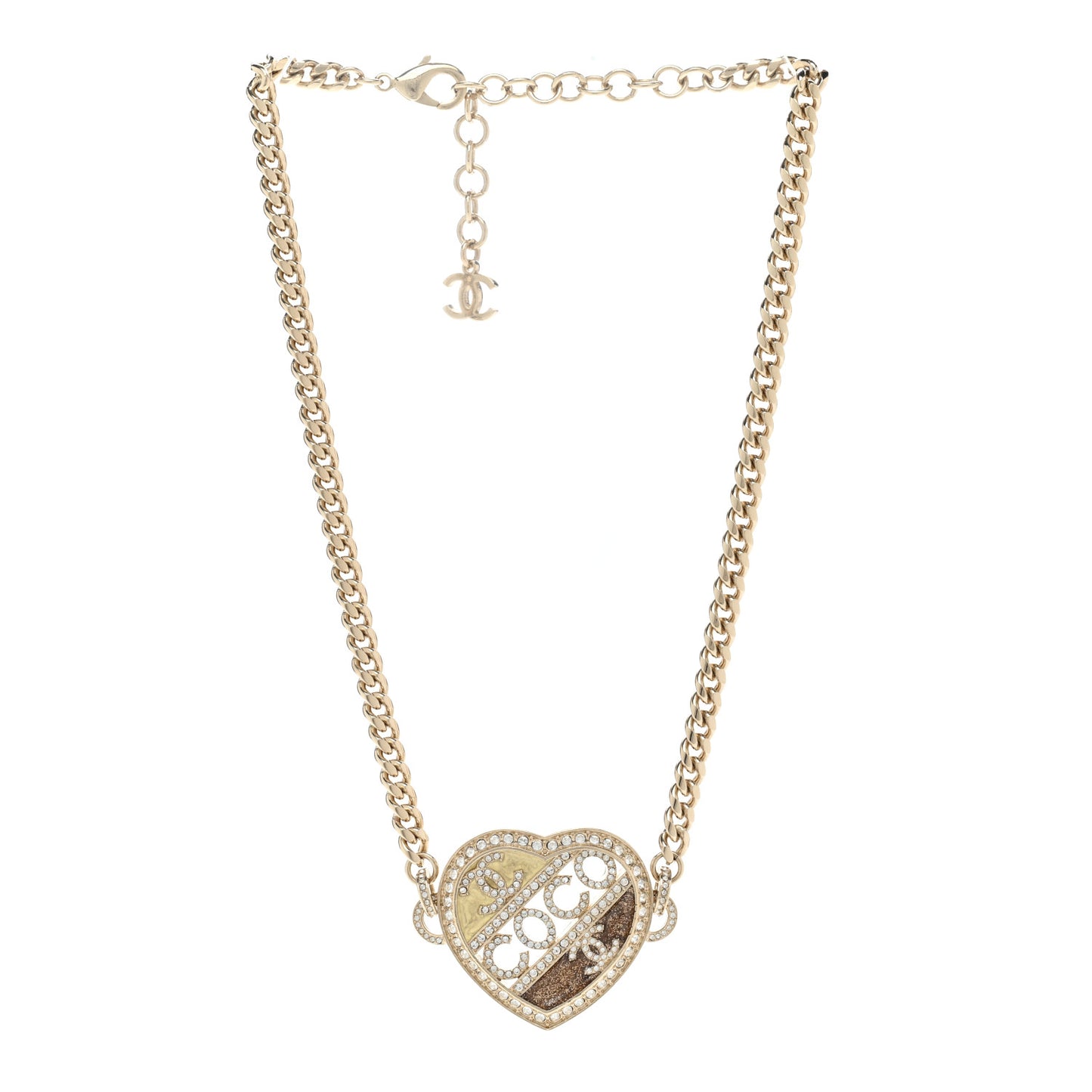 Crystal Crystal CC Coco Heart Necklace Gold