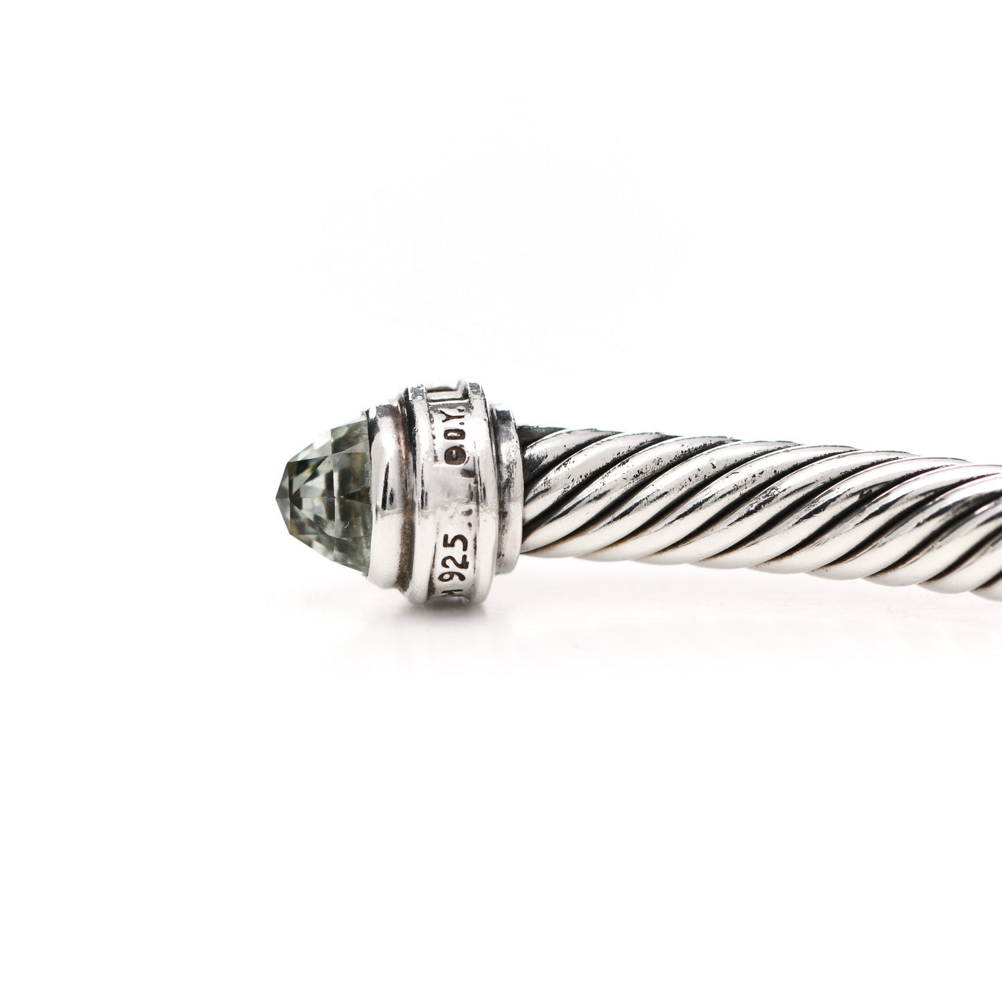 Sterling Silver Diamond Prasiolite 5mm Cable Classics Bracelet