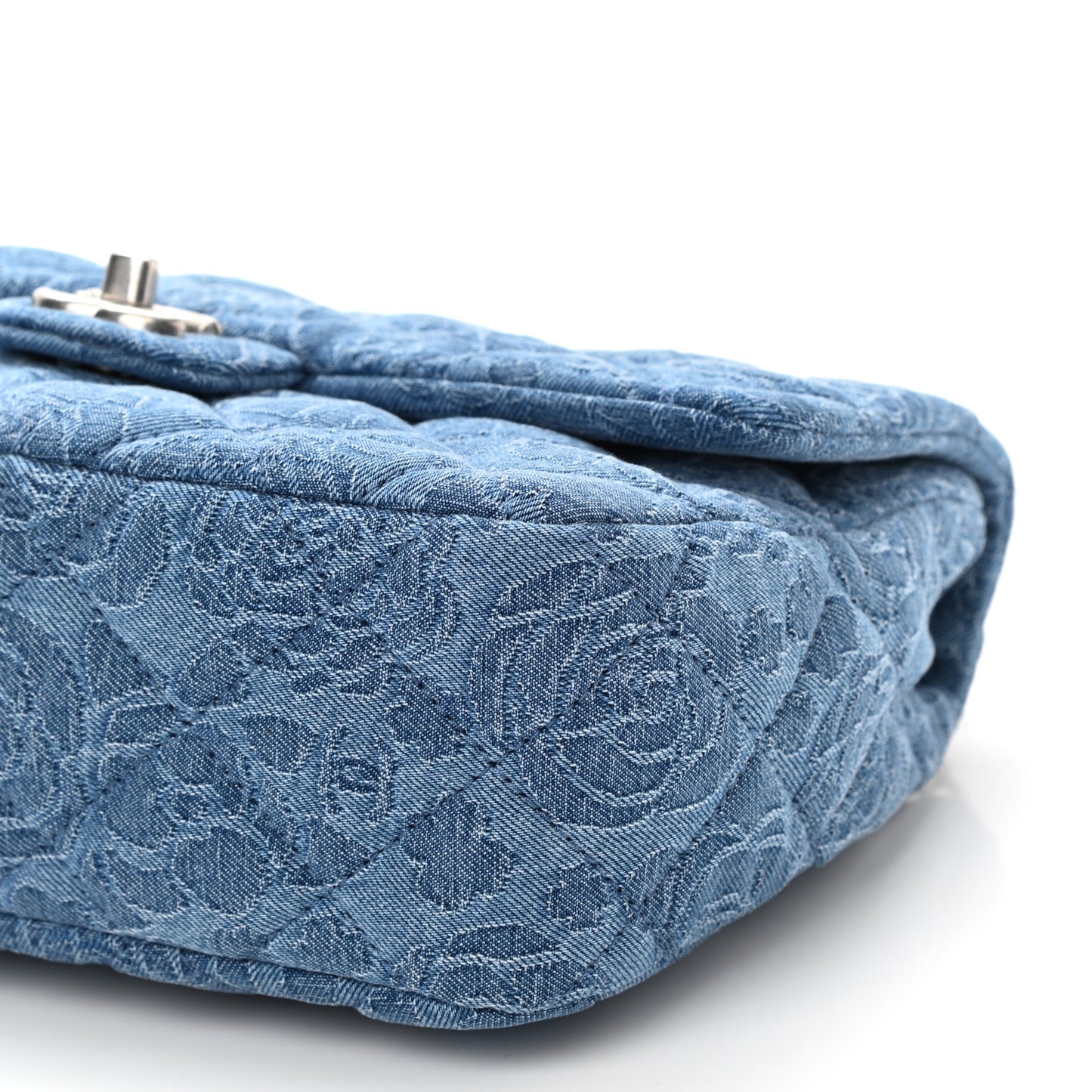 Denim Quilted Medium Camellia Sweetheart Flap Blue