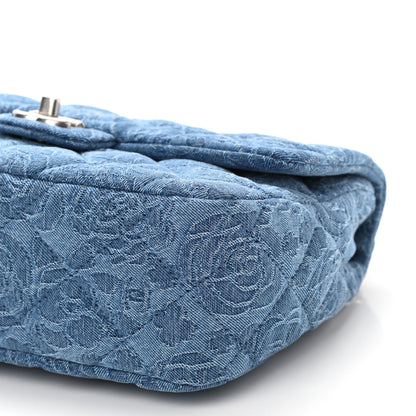 Chanel Denim Quilted Medium Camellia Sweetheart Flap Blue 9 of 10