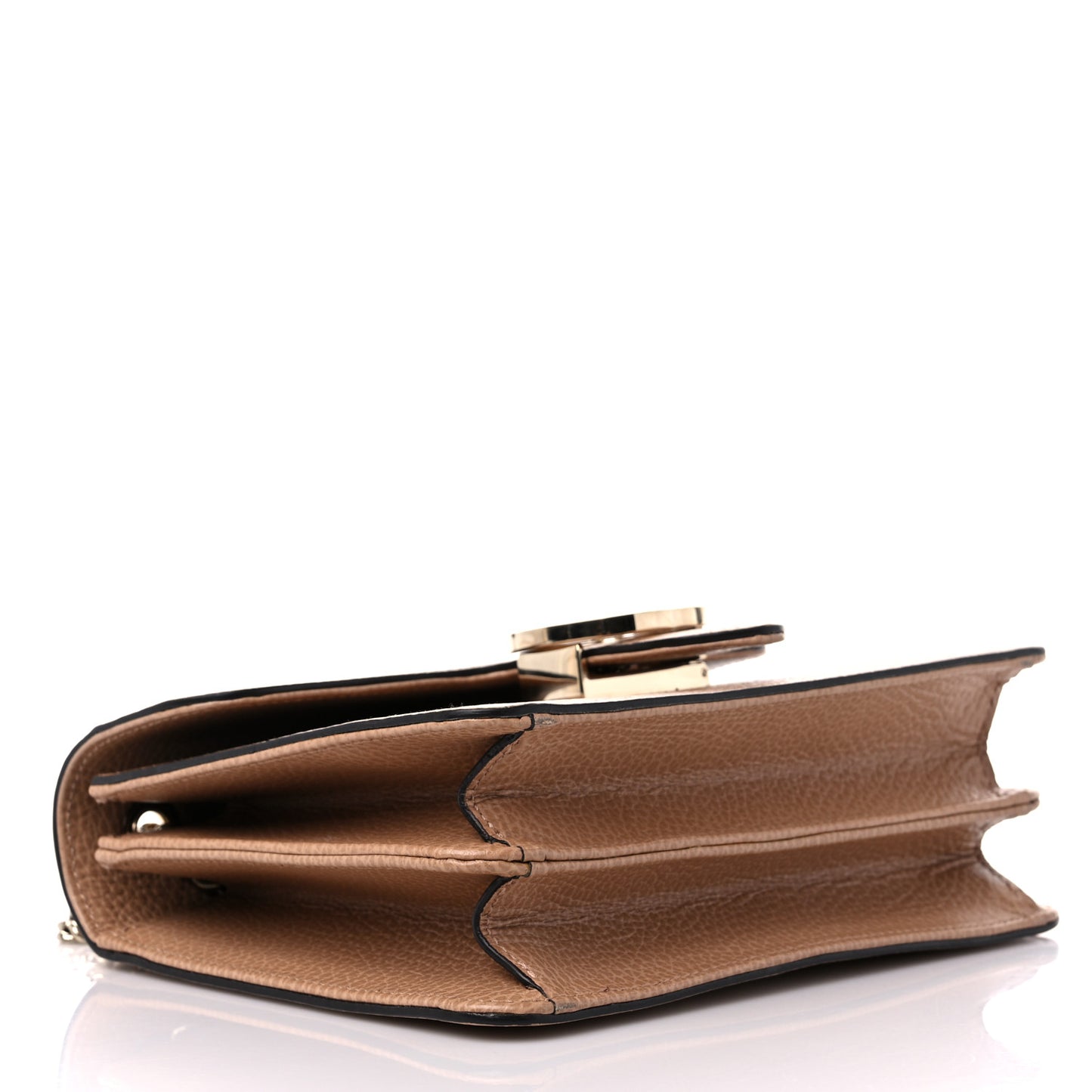 Dollar Calfskin Small Interlocking G Shoulder Bag Camelia